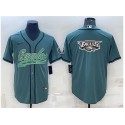 Philadelphia Eagles Green Team Big Logo With Patch Cool Base Stitched Baseball Jersey