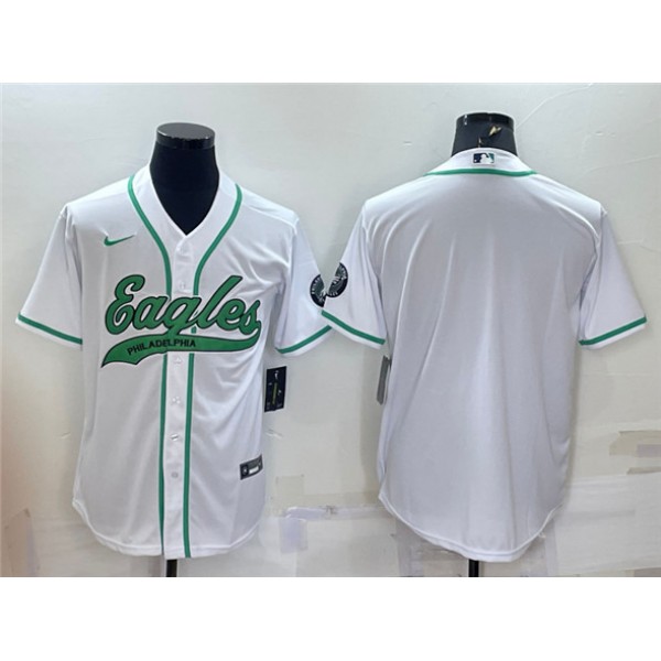 Philadelphia Eagles Blank White With Patch Cool Base Stitched Baseball Jersey