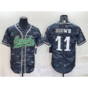 Philadelphia Eagles #11 A. J. Brown Gray Camo With Patch Cool Base Stitched Baseball Jersey