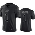 Philadelphia Eagles #1 Jalen Hurts Black Reflective Limited Stitched Football Jersey