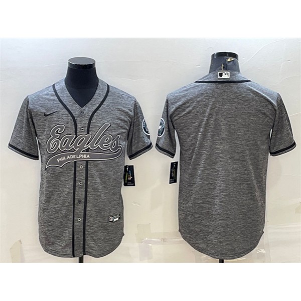 Philadelphia Eagles Blank Gray With Patch Cool Base Stitched Baseball Jersey