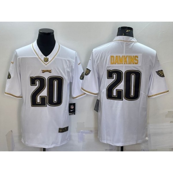 Philadelphia Eagles #20 Brian Dawkins White Gold Limited Stitched Jersey
