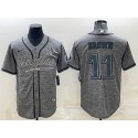 Philadelphia Eagles #11 A. J. Brown Gray With Patch Cool Base Stitched Baseball Jersey