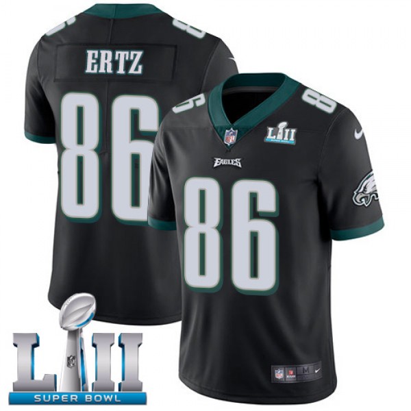 Philadelphia Eagles #86 Zach Ertz Black Super Bowl LII Bound Patch Game Event Stitched Jersey