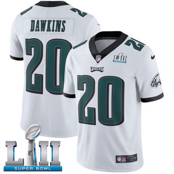 Philadelphia Eagles #20 Brian Dawkins White Super Bowl LII Game Stitched Jersey
