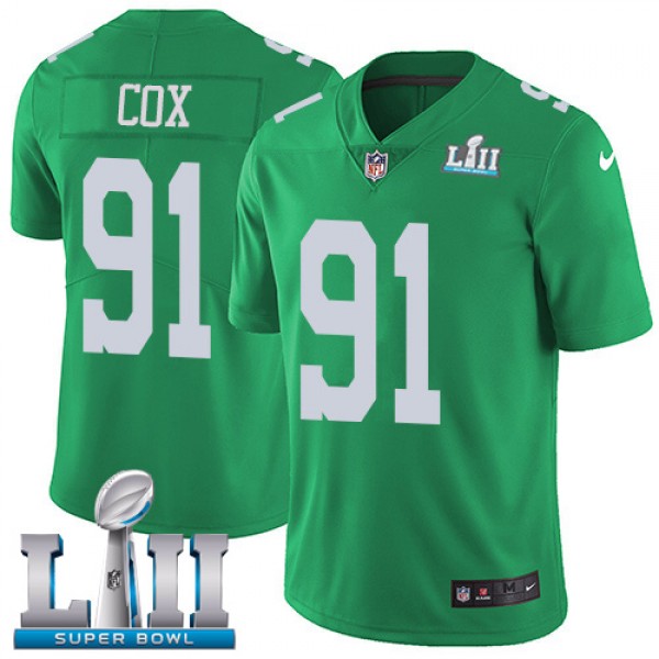 Philadelphia Eagles #91 Fletcher Cox Green Super Bowl LII Game Stitched Jersey