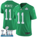 Philadelphia Eagles #11 Carson Wentz Green Super Bowl LII Bound Patch Game Event Stitched Jersey