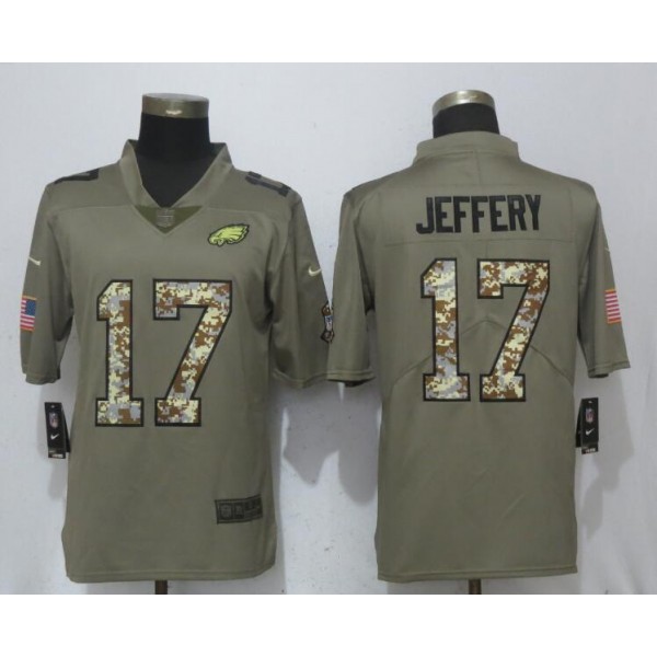 Philadelphia Eagles #17 Alshon Jeffery Olive Camo Salute To Service Limited Stitched Jersey
