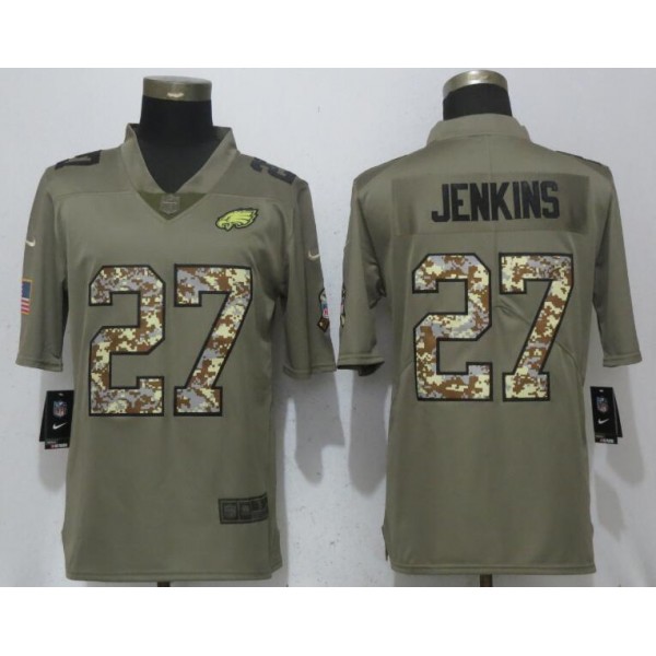 Philadelphia Eagles #27 Malcolm Jenkins Olive Camo Salute To Service Limited Stitched Jersey