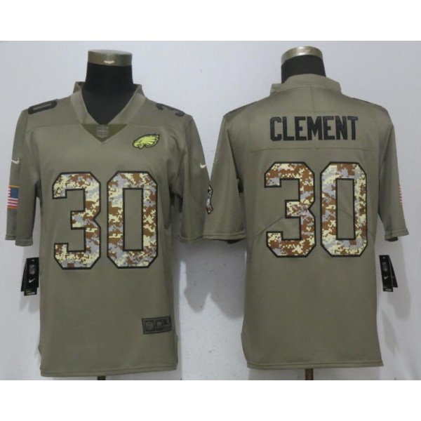 Philadelphia Eagles #30 Corey Clement Olive Camo Salute To Service Limited Stitched Jersey