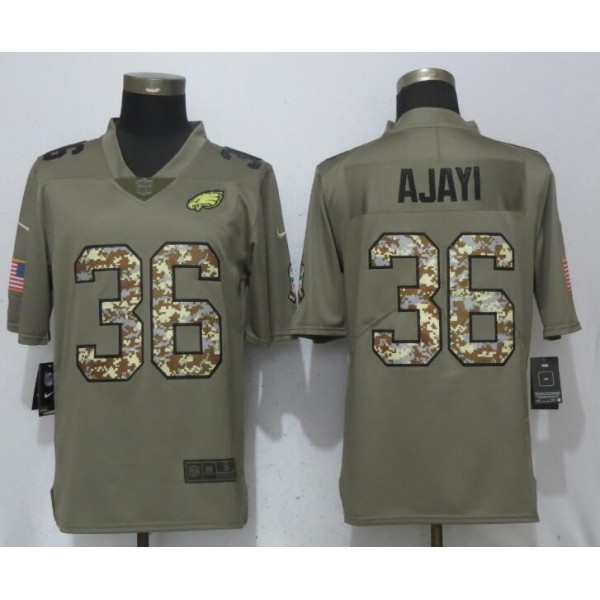 Philadelphia Eagles #36 Jay Ajayi Olive Camo Salute To Service Limited Stitched Jersey