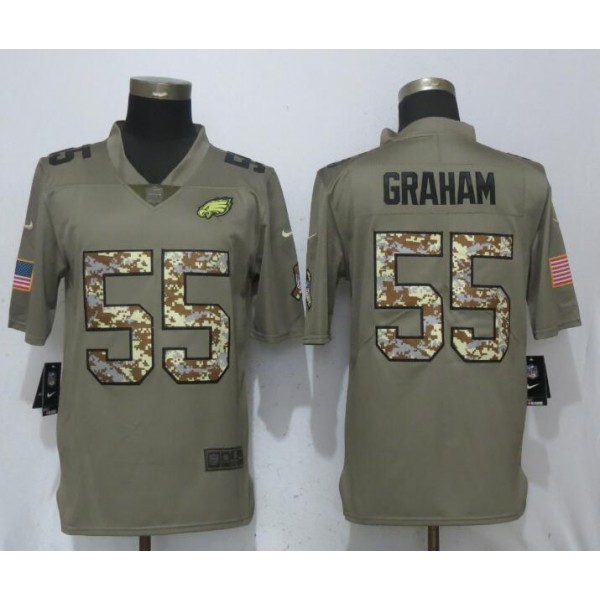Philadelphia Eagles #55 Brandon Graham Olive Camo Salute To Service Limited Stitched Jersey