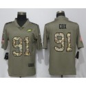 Philadelphia Eagles #91 Fletcher Cox Olive Camo Salute To Service Limited Stitched Jersey