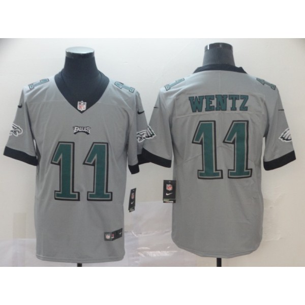 Philadelphia Eagles #11 Carson Wentz Silver Inverted Legend Stitched Jersey