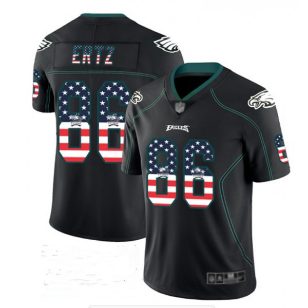 Philadelphia Eagles #86 Zach Ertz Black USA Flag Color Rush Limited Fashion Stitched Jersey
