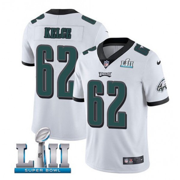 Philadelphia Eagles #62 Jason Kelce White With SuperBowl Patch Vapor Untouchable Limited Stitched Jersey