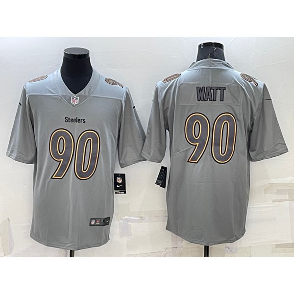 Pittsburgh Steelers #90 T.J. Watt Gray Atmosphere Fashion Stitched Jersey