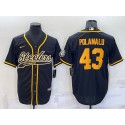 Pittsburgh Steelers #43 Troy Polamalu Black Gold With Patch Cool Base Stitched Baseball Jersey
