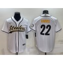 Pittsburgh Steelers #22 Najee Harris White With Patch Cool Base Stitched Baseball Jersey