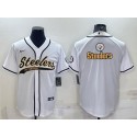 Pittsburgh Steelers White Team Big Logo With Patch Cool Base Stitched Baseball Jersey