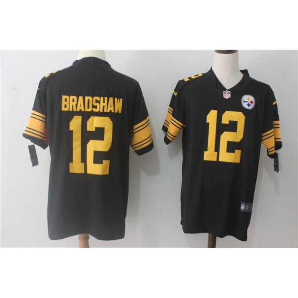 Pittsburgh Steelers #12 Terry Bradshaw Black Limited Rush Stitched Nike Jersey