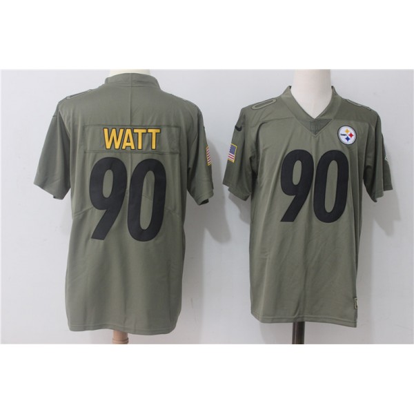 Pittsburgh Steelers #90 T.J. Watt Olive Salute To Service Limited Stitched Nike Jersey