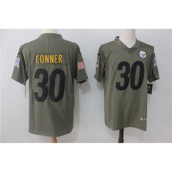 Pittsburgh Steelers #30 James Conner Olive Salute To Service Limited Stitched Nike Jersey