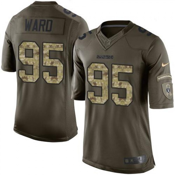 Raiders #95 Jihad Ward Green Stitched Limited Salute To Service Nike Jersey