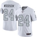 Raiders #24 Charles Woodson White Stitched Limited Rush Nike Jersey