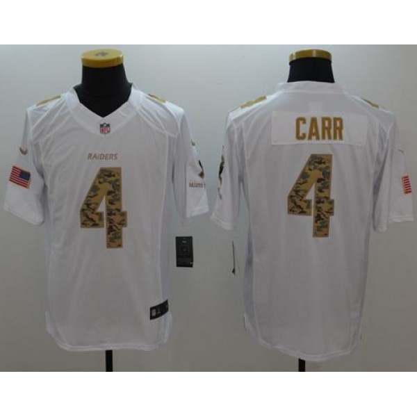 Raiders #4 Derek Carr White Stitched Limited Salute To Service Nike Jersey