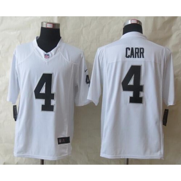 Raiders #4 Derek Carr White Stitched Game Nike Jersey
