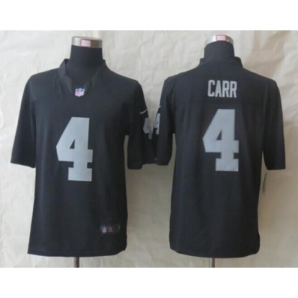Raiders #4 Derek Carr Black Team Color Stitched Game Nike Jersey