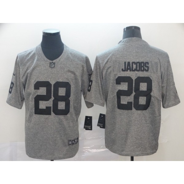 Raiders #28 Josh Jacobs Grey Limited Stitched Jersey