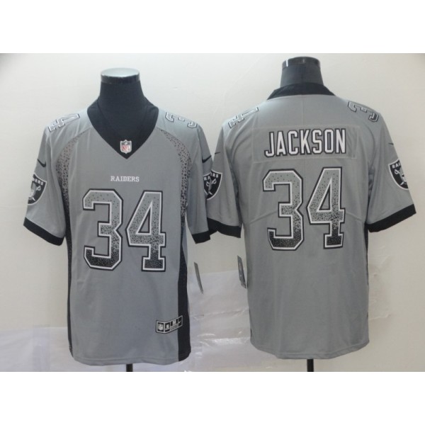 Raiders #34 Bo Jackson Gray Drift Fashion Color Rush Limited Stitched Jersey