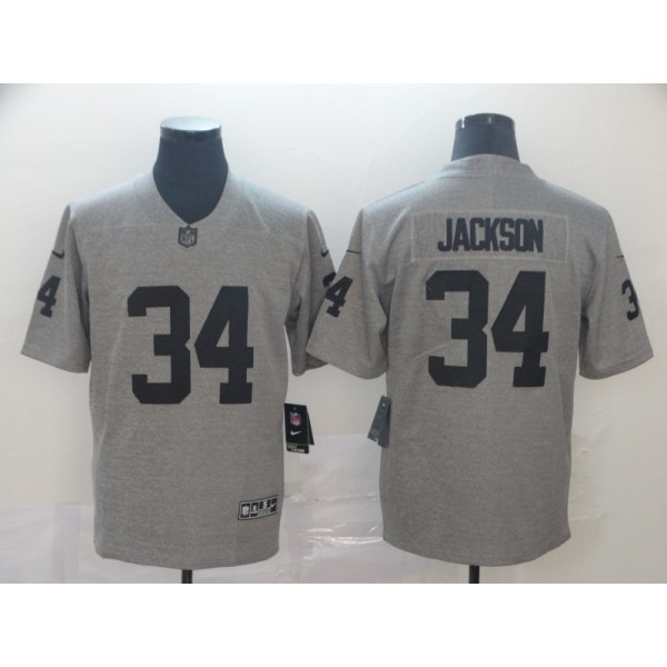 Raiders #34 Bo Jackson Grey Limited Stitched Jersey