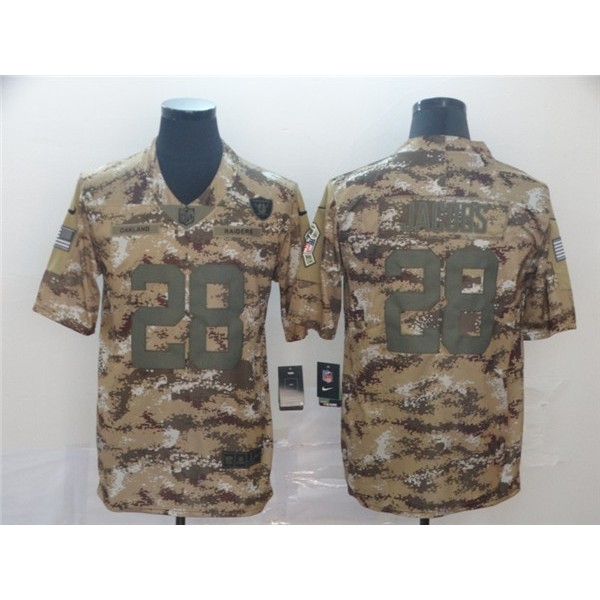 Raiders #28 Josh Jacobs Camo Salute To Service Limited Stitched Jersey