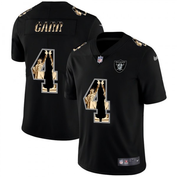Raiders #4 Derek Carr 2019 Black Statue Of Liberty Limited Stitched Jersey