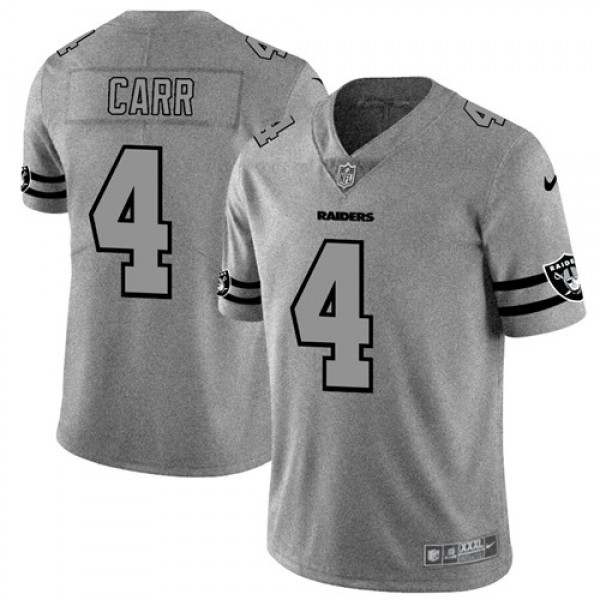Raiders #4 Derek Carr 2019 Gray Gridiron Team Logo Limited Stitched Jersey
