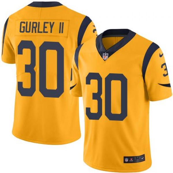 Rams #30 Todd Gurley II Gold Stitched Limited Rush Nike Jersey