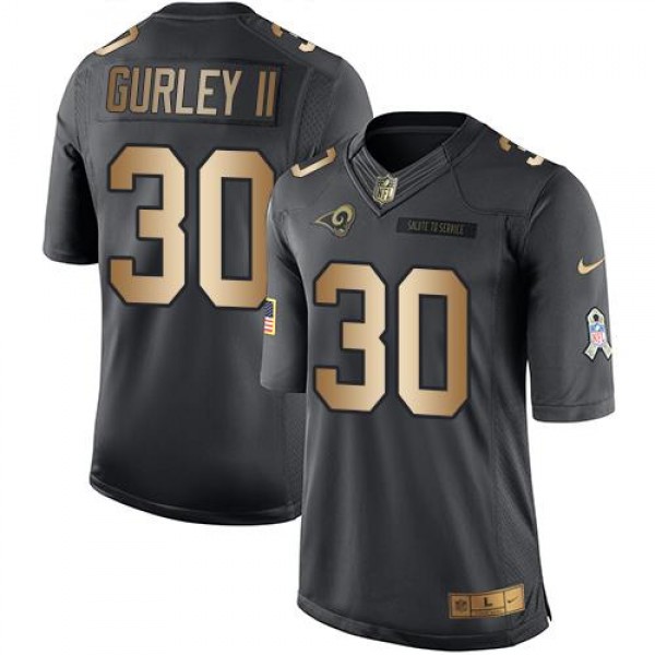 Rams #30 Todd Gurley II Black Stitched Limited Gold Salute To Service Nike Jersey