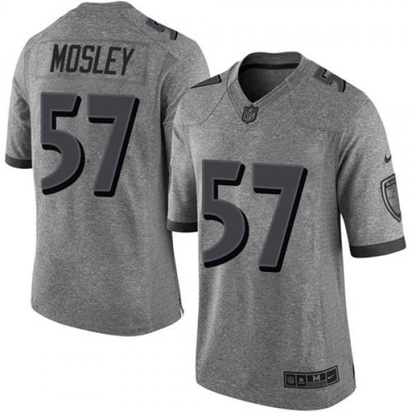 Ravens #57 C.J. Mosley Gray Stitched Limited Gridiron Gray Nike Jersey