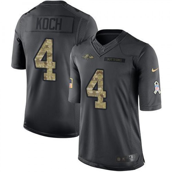 Ravens #4 Sam Koch Black Stitched Limited 2016 Salute To Service Nike Jersey