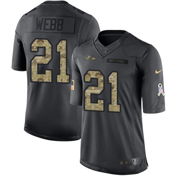Ravens #21 Lardarius Webb Black Stitched Limited 2016 Salute To Service Nike Jersey