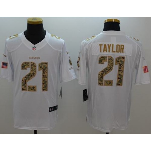Redskins #21 Sean Taylor White Stitched Limited Salute To Service Nike Jersey