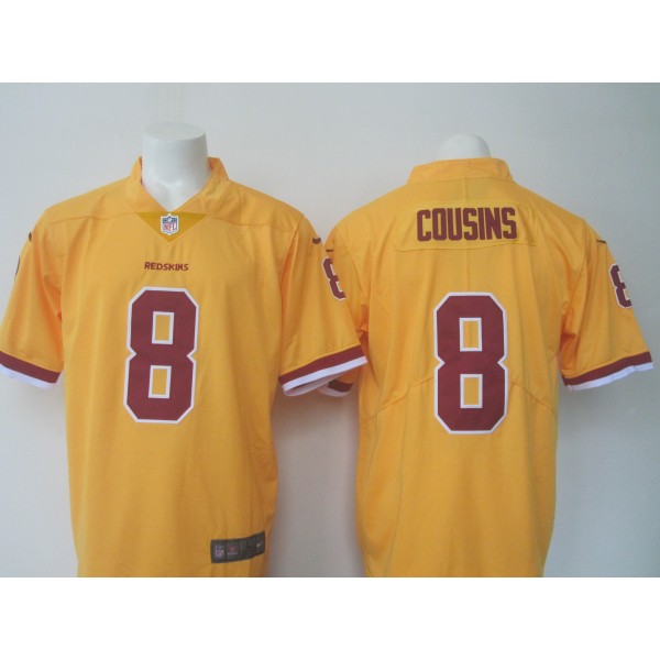 Redskins #8 Kirk Cousins Yellow Limited Rush Stitched Nike Jersey