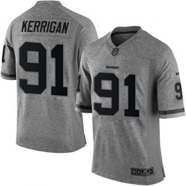 Redskins #91 Ryan Kerrigan Gray Stitched Limited Gridiron Gray Nike Jersey