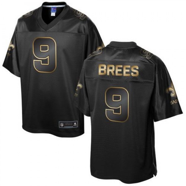 Saints #9 Drew Brees Pro Line Black Gold Collection Stitched Game Nike Jersey
