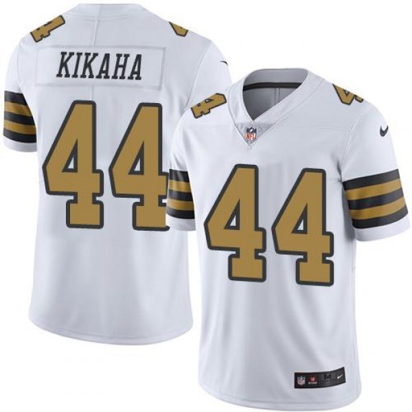 Saints #44 Hau'oli Kikaha White Stitched Limited Rush Nike Jersey