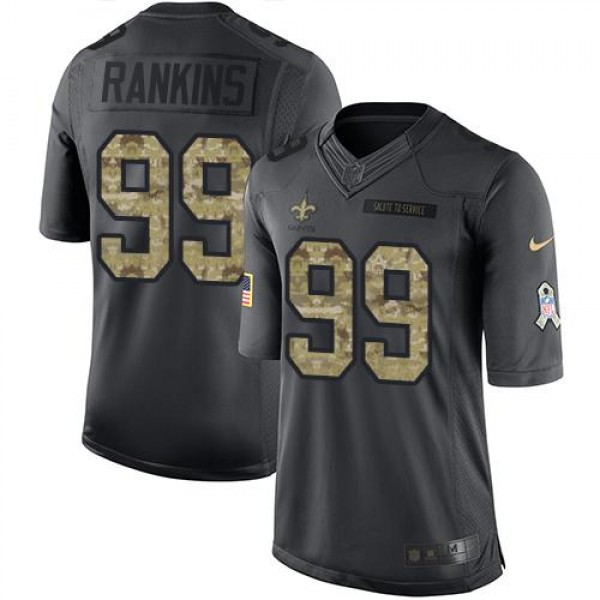 Saints #99 Sheldon Rankins Black Stitched Limited 2016 Salute To Service Nike Jersey