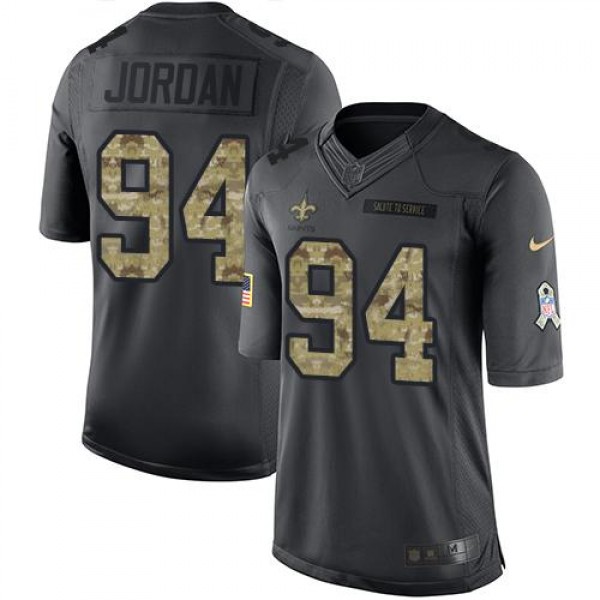 Saints #94 Cameron Jordan Black Stitched Limited 2016 Salute To Service Nike Jersey